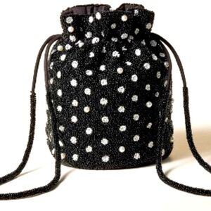 ♠️🤍kate Spade new york x Target Black & White Beaded Polka Dot Drawstring Bucket